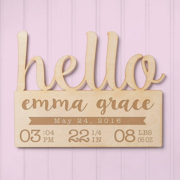 Hello Baby Personalized Wood Plaque