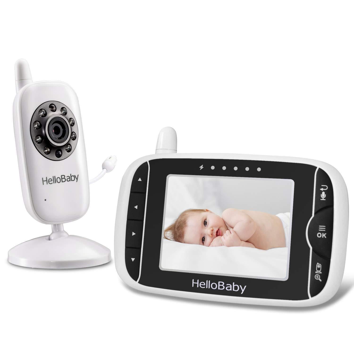  HelloBaby 3.2 Inch Video Baby Monitor with Night Vision &  Temperature Sensor, Two Way Talkback System : Baby
