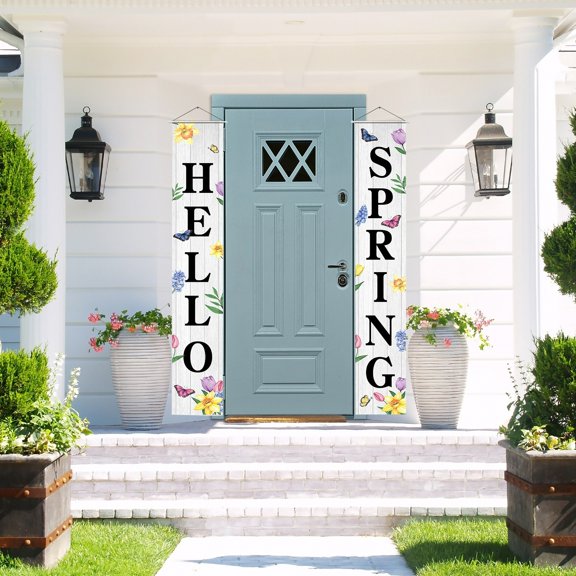 Hello Banner 2 Pack Door Sign Hanging Banners Welcome Leaves Happy Porch Sign Seasonal Party For Indoor Outdoor Garden Yard Porch38688