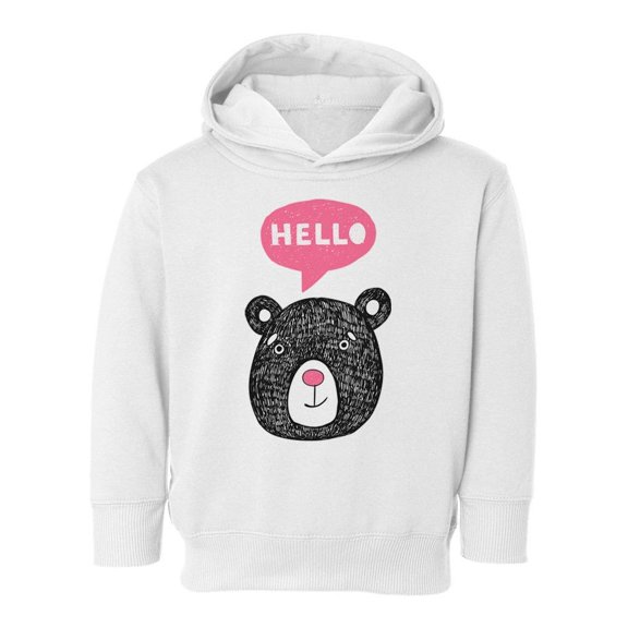 Hello Bear Hoodie Toddler - Toddler Hoodie, White