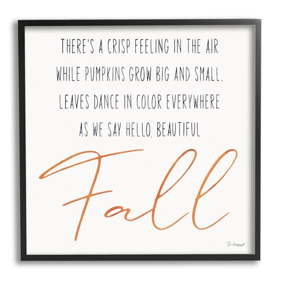 Hello Beautiful Fall Uplifting Rhyme Holiday Graphic Art Black Framed Art Print Wall Art