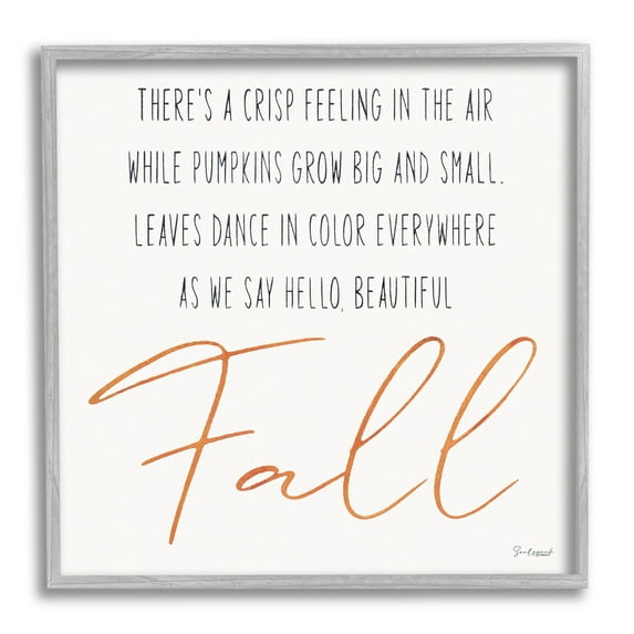Hello Beautiful Fall Uplifting Rhyme Holiday Graphic Art Gray Framed Art Print Wall Art