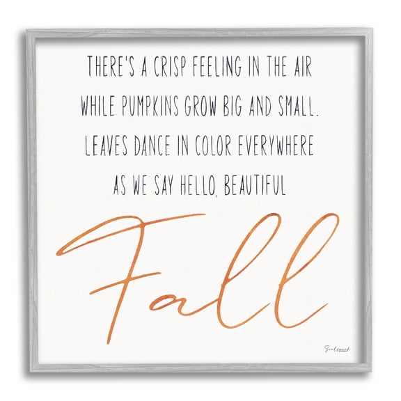 Hello Beautiful Fall Uplifting Rhyme Holiday Graphic Art Gray Framed Art Print Wall Art