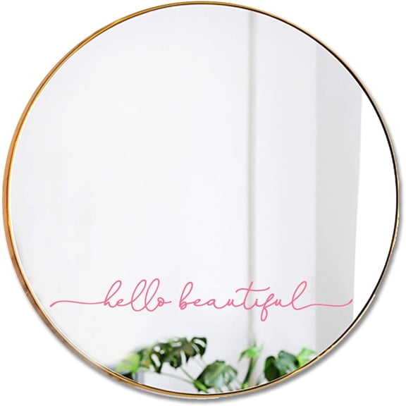 Hello Beautiful Mirror Decal Elegant Pink Vinyl Sticker for Bathroom Mirrors, Vanity Decor, or Smooth Surfaces 15x2.1 Inch Inspirational Wall Quote