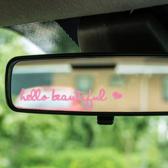 Hello Beautiful Rearview Mirror Decal,Vanity Mirror Stickers,Self Affirmations Decal Rear View Mirror Vinyl Decal,Car Accessories Gifts, Car Window Decal for Women