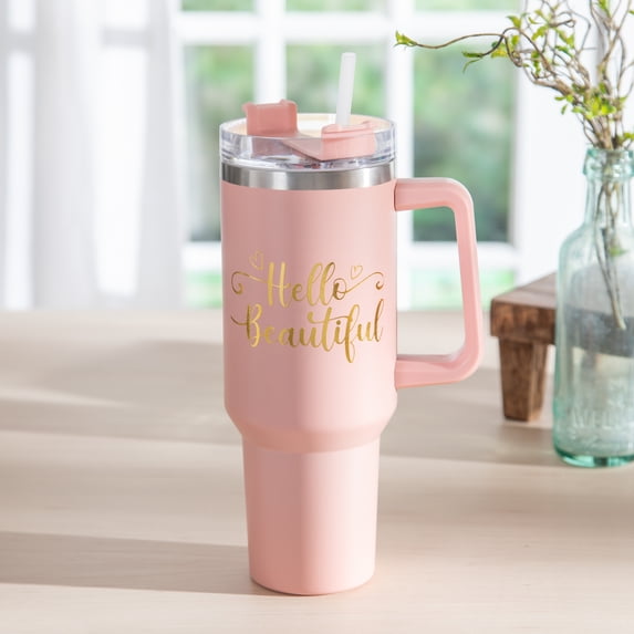 Tumbler Stainless-Steel Canyon Cup w/ Straw, Hello Beautiful, 40oz, Gift Box