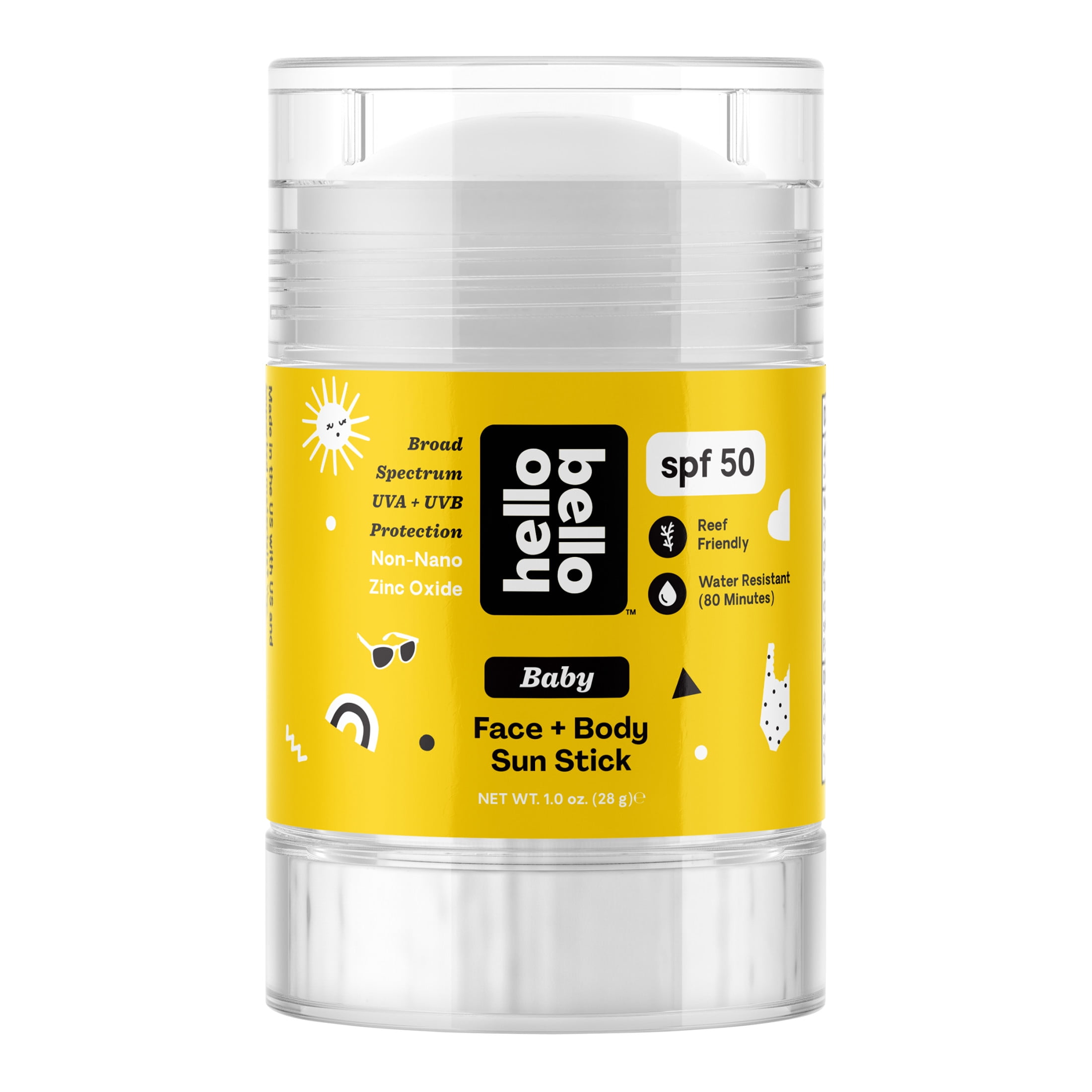 Hello Bello Baby Face + Body SPF 50 Sun Stick, Sun Protection for All Skin Types, 1 oz