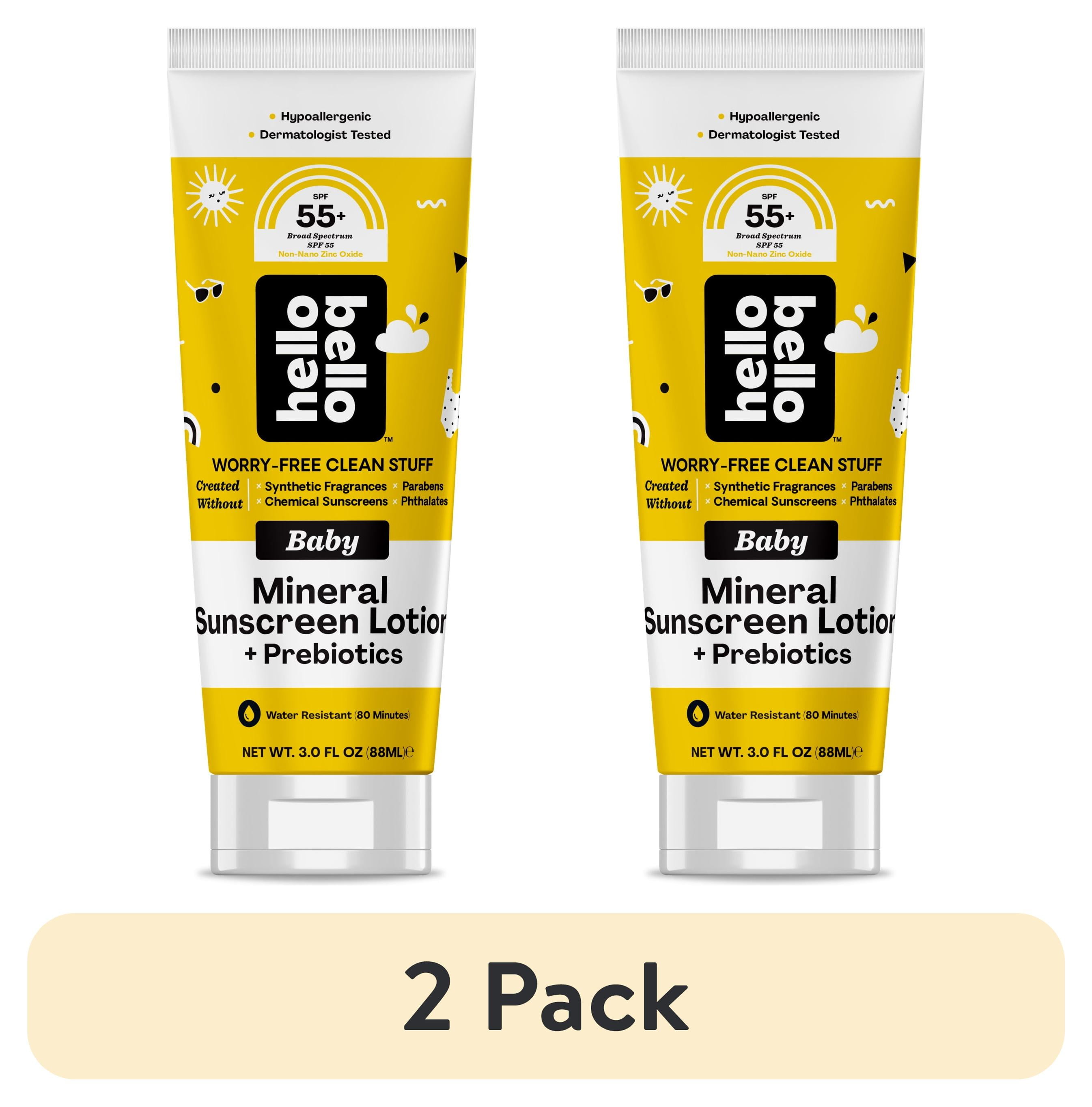 (2 pack) Hello Bello Baby Mineral SPF 55 + Sunscreen Lotion with