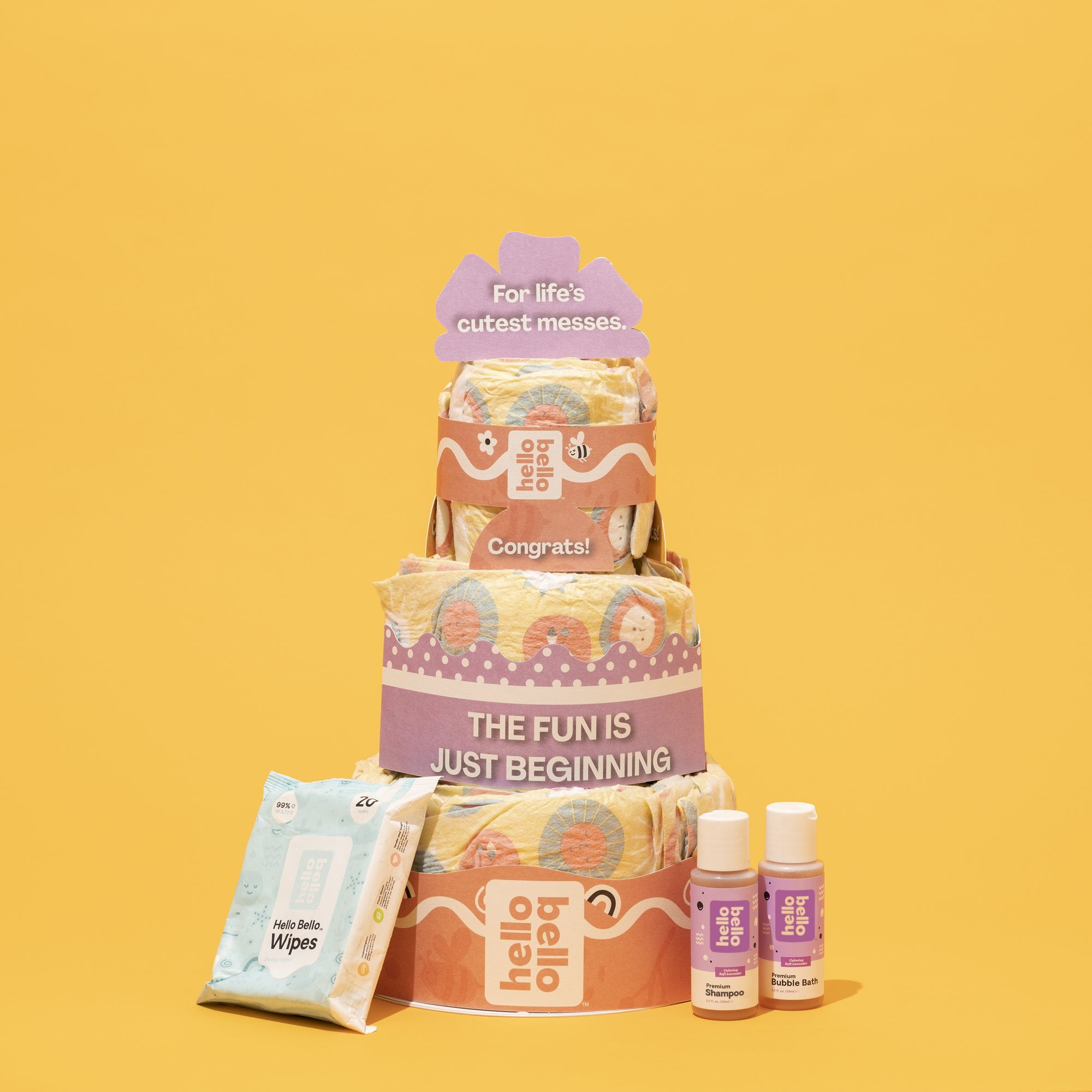 Hello Bello DIY Diaper Cake, Including PlantBased Wipes and Body Care