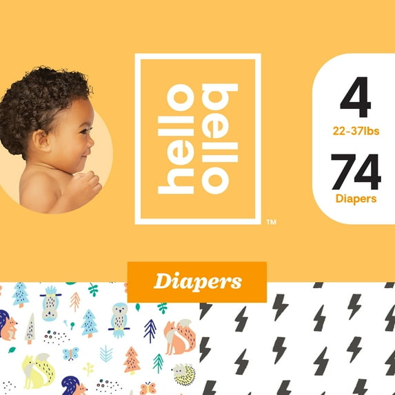 Hello Bello Club Box Diapers -Bolt Babes & Woodland Animals - Size 4 (74ct)