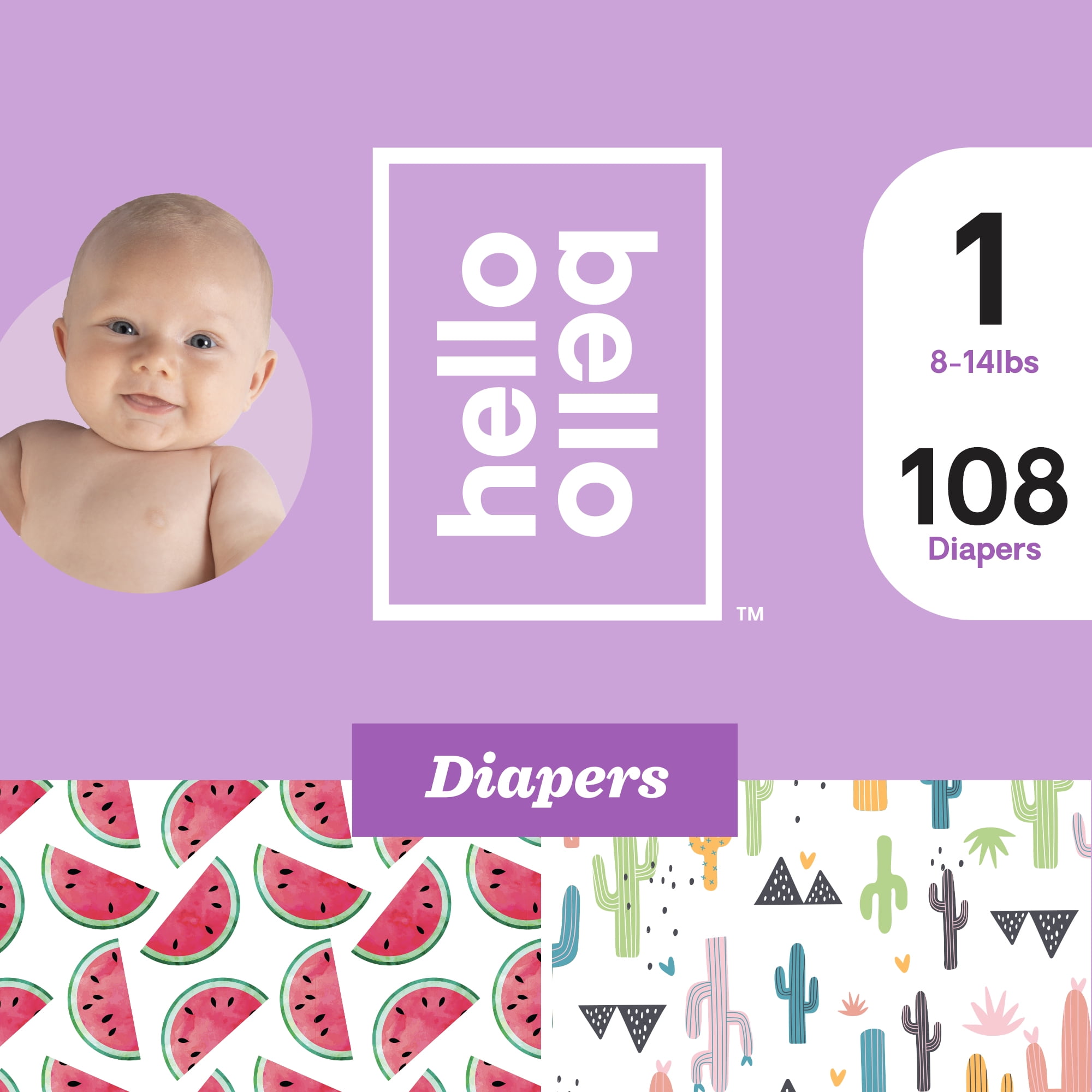 Hello Bello Club Box Diapers - Stuck On You & Watery Melons - Size 1 (108ct)