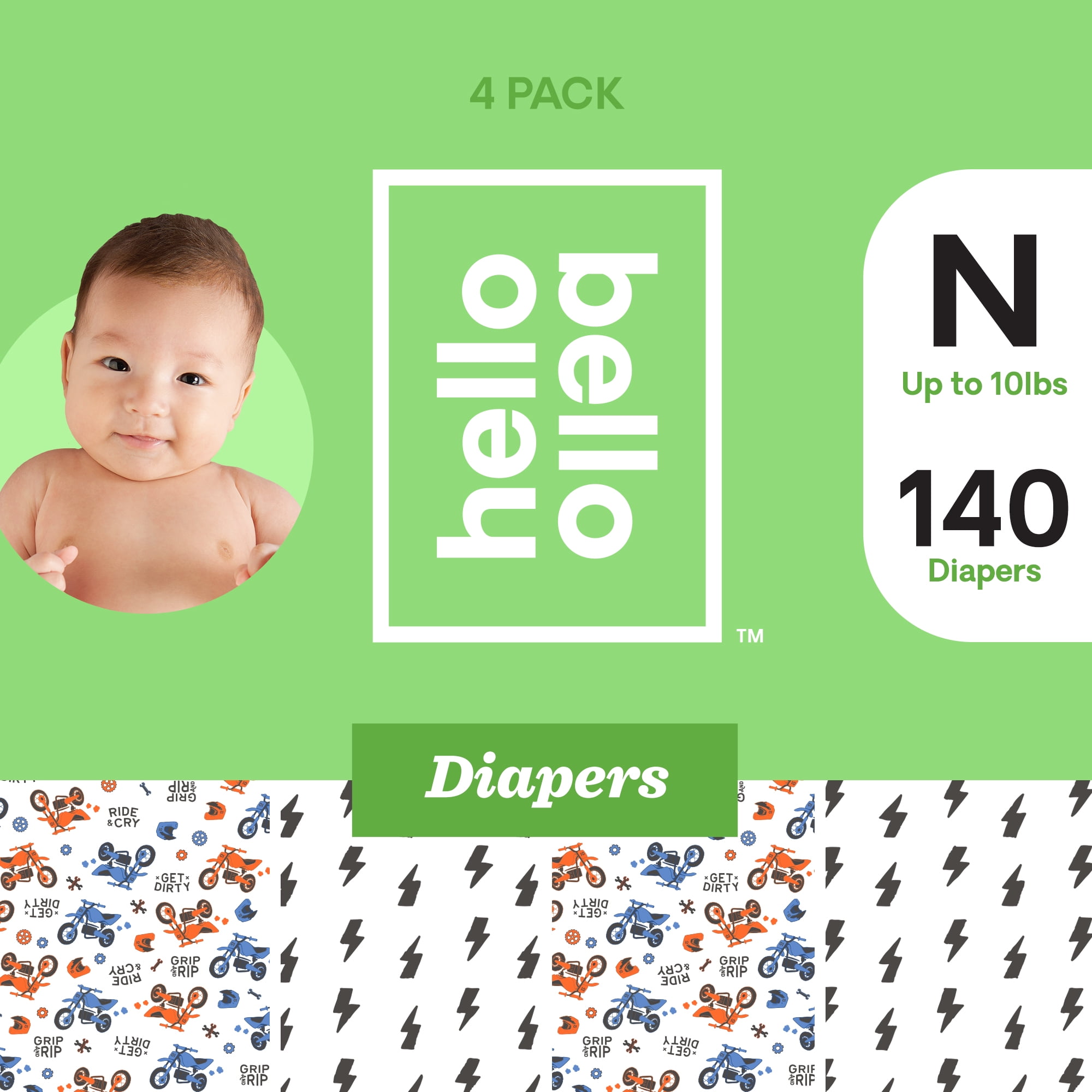 Hello Bello Diaper Variety Pack Bolt Babes & Motorcycles Size N