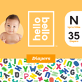 thumbnail image 1 of Hello Bello Diapers - Alphabet Soup - Size N (35ct), 1 of 6