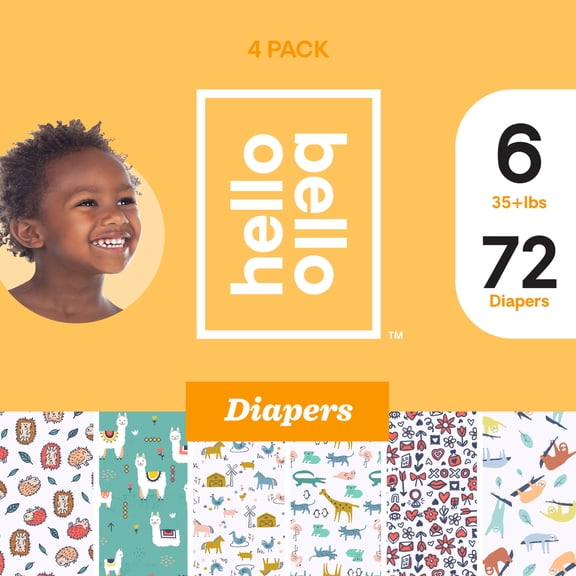 Hello Bello Daytime Diapers Alphabet & Sleepy Sloths - Size 6 (68ct)