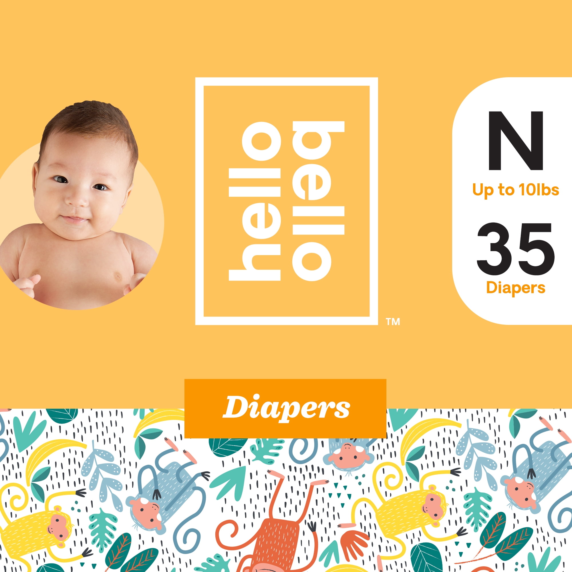 Hello Bello Diapers - Goin' Bananas - Size N (35ct)