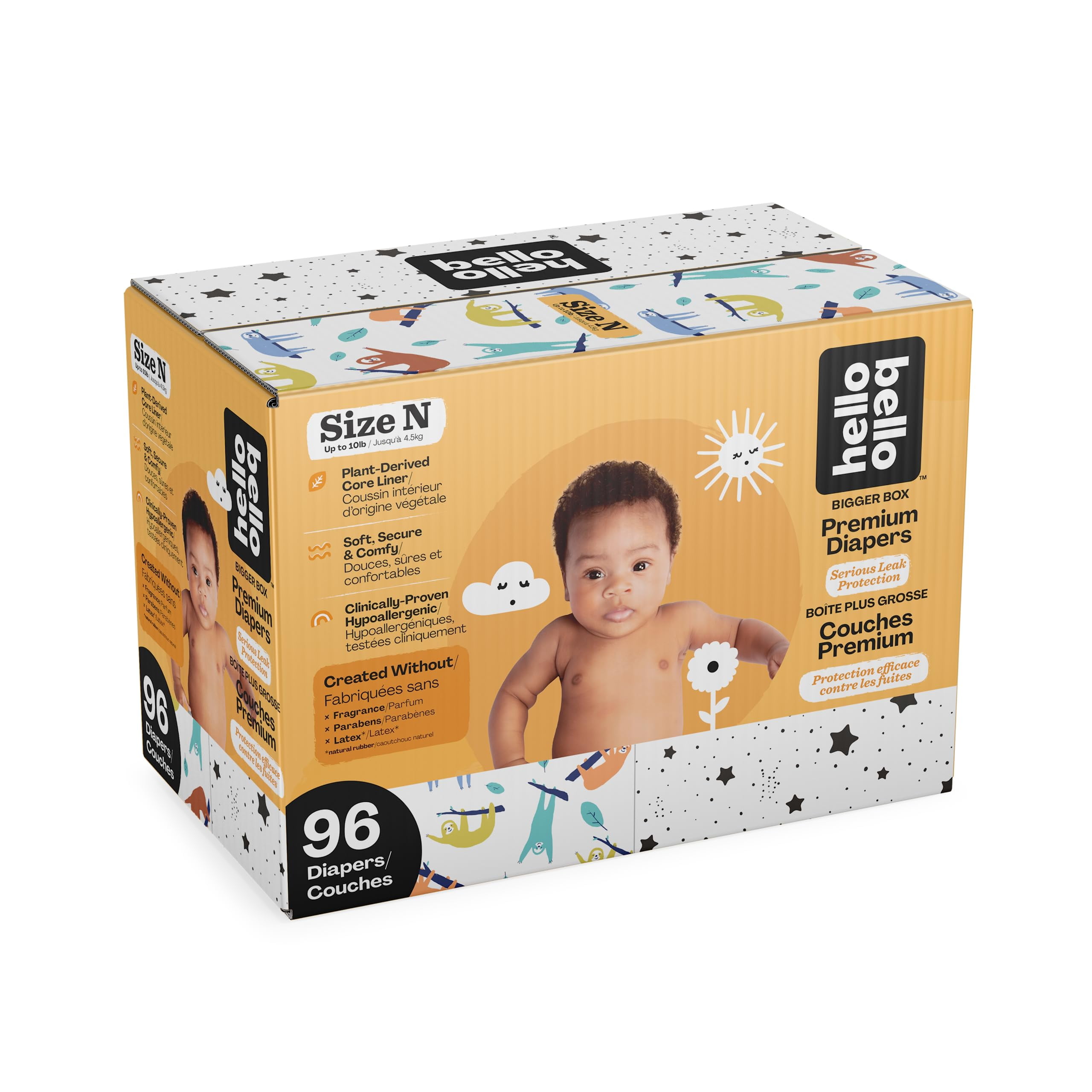 Hello Bello Diapers, Size Newborn (NB - Up to 10 lbs) - 96 Count of Premium Disposable Baby Diapers in Umbrella & Koala Kids Designs - Hypoallergenic with Soft, Cloth-Like Feel C24