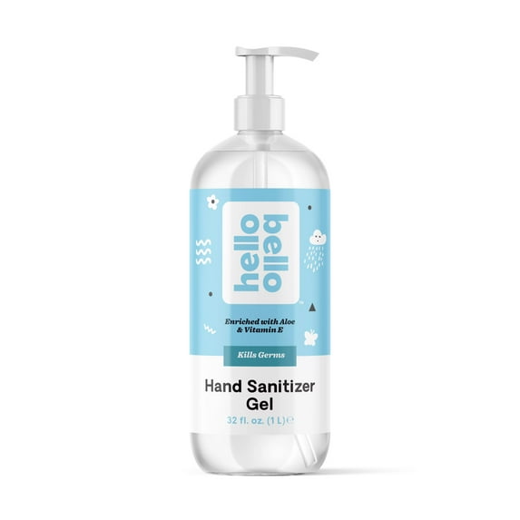 Hello Bello Hand Sanitizer Gel, Alcohol-Based, Unscented for Children & Adults, 32 fl oz