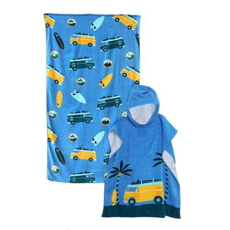 Hello Bello Kid & Adult Velour Beach Towel, Bus