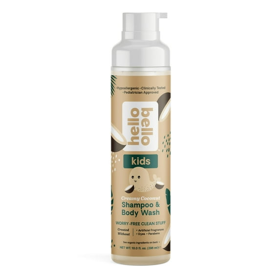 Hello Bello Kid's Shampoo & Body Wash, Tear-Free for All Hair Types, Creamy Coconut, 10 oz