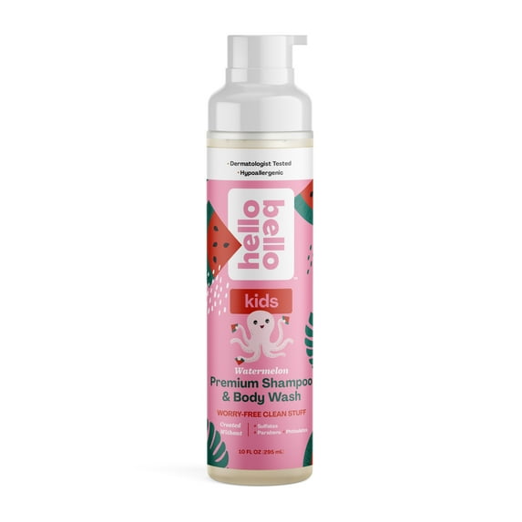 Hello Bello Kid's Shampoo & Body Wash, Tear-Free for All Hair Types, Watermelon, 10 fl oz