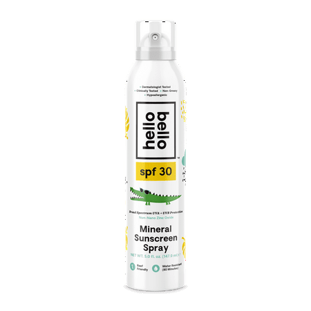 Hello Bello Mineral SPF 30 Sunscreen, Reef-Friendly Spray for All Ages, 5.0 fl oz