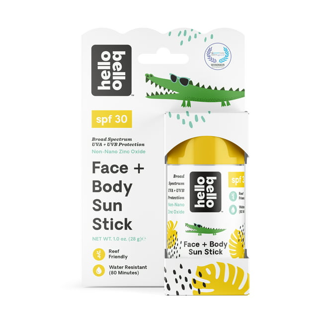 Hello Bello Mineral SPF 30 Sunscreen Stick I Broad Spectrum UVA/UVB Protection, Water Resistant and Reef Friendly Roll On Sun Protection for Babies and Kids I 1 Fl Oz