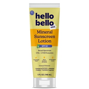 Protector Solar Mineral para Niños Hello Bello SPF 50, Loción Amigable con Arrecifes, 5.0 fl oz
