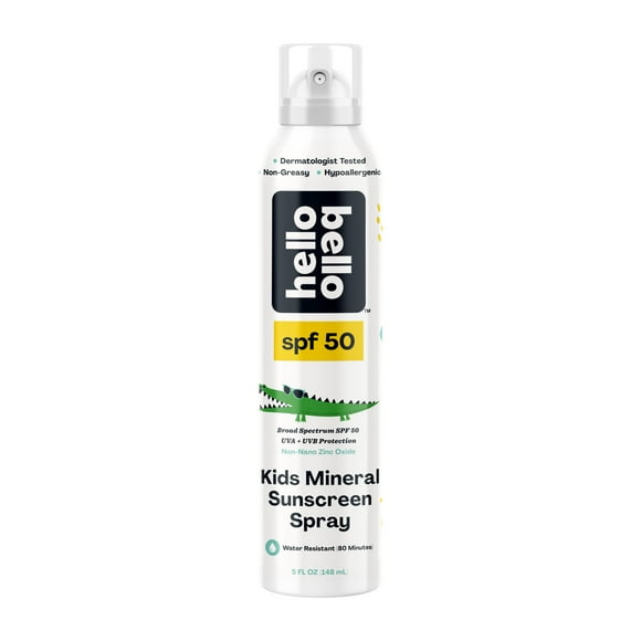 Hello Bello Mineral SPF 50 Kids Sunscreen, Reef-Friendly Spray for Kids and Adults, 5.0 fl oz