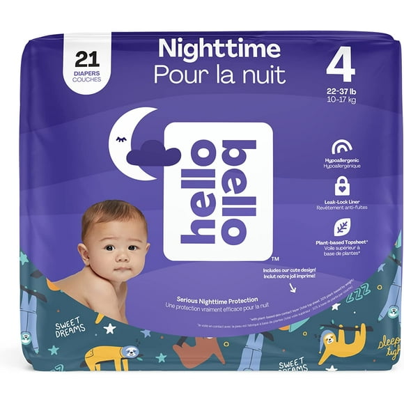 Hello Bello Nighttime Baby Diapers  Size 4 - Ultra Absorbent & Hypoallergenic for Overnight Diapers for Extended Protection - 21 Diapers