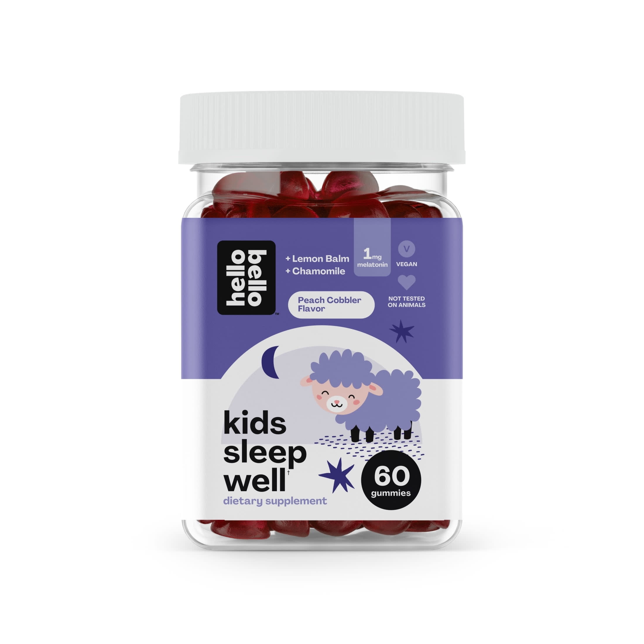 Hello Bello Organic Kids Sleep Well Gummy Vitamin with Melatonin, 60 Count Bottle