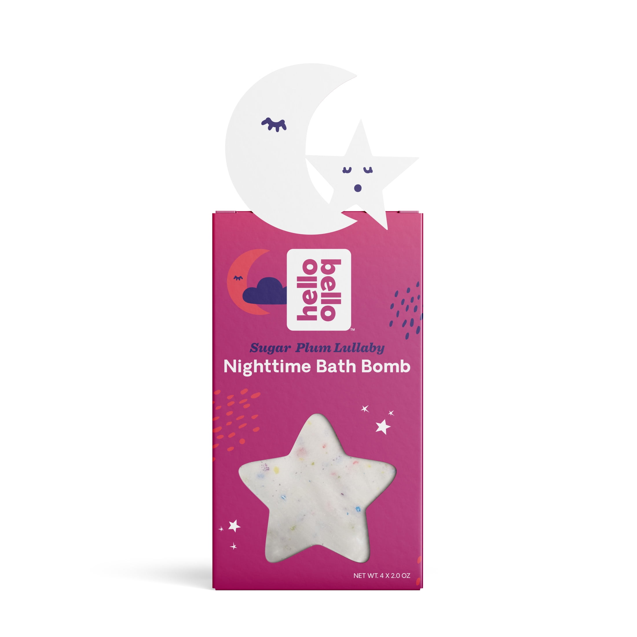 Hello Bello Plant-Based Bath Bombs for Toddlers and Kids, Sugar Plum Scent, White, 4 Pack