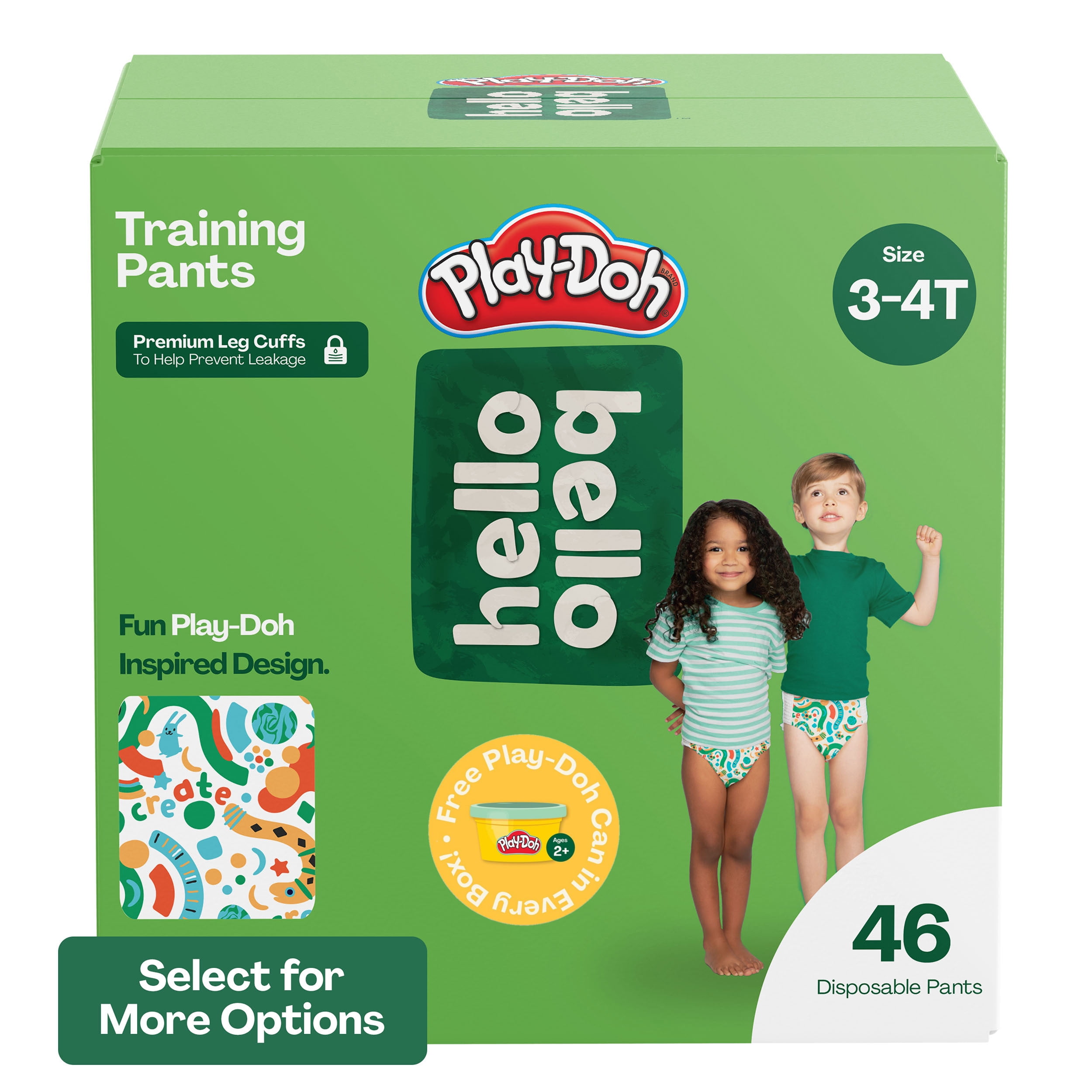 Hello Bello + PlayDoh Toddler Training Pants, 3T4T, 46 Count (Select