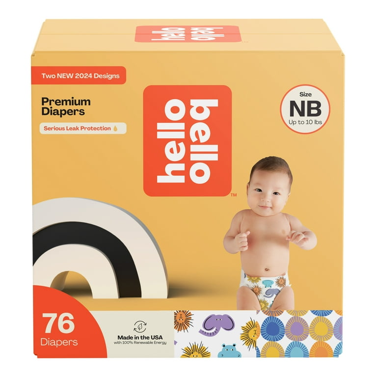 Hello Bello Premium Baby Diapers, Size Newborn, Multicolor, 76ct