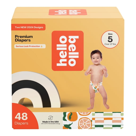 Hello Bello Premium Baby Diapers, Toddler Size 5, 48 Count