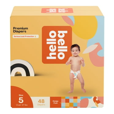 Hello Bello Premium Baby Diapers, Toddler Size 5 Honeysuckle 48ct (Select for More Options)