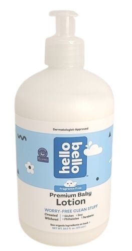 Hello Bello Premium Baby Lotion Vegan and Cruelty Free Fragrance Free 16 FL Oz