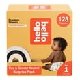 thumbnail image 1 of Hello Bello Premium Diapers, Size 1 (8-12 lbs) Surprise Pack for Boys - 128 Count, Hypoallergenic with Soft, Cloth-Like Feel - Assorted Boy & Gender Neutral Patterns, 1 of 4