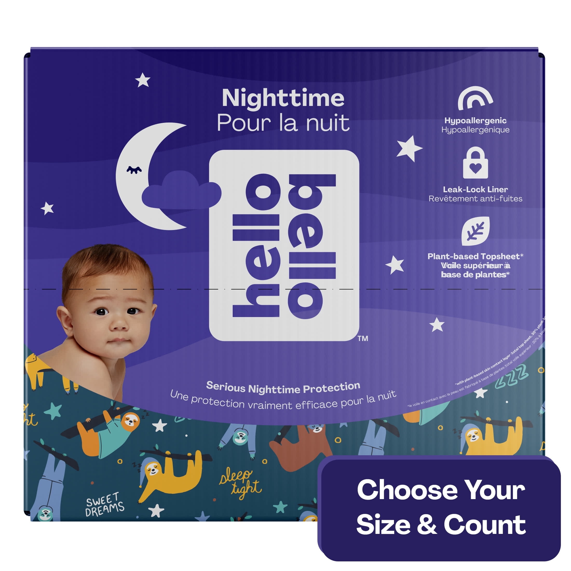 Hello Bello Premium Overnight Diapers, Size 4, Gender Neutral Snoozy