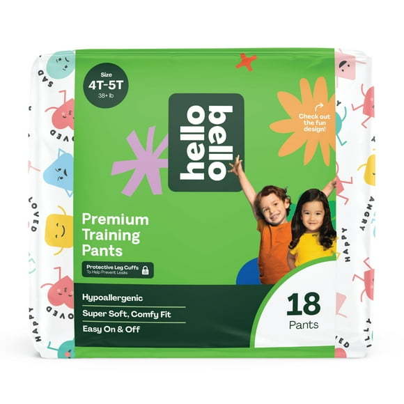 Hello Bello Premium Training Pants 4T-5T, All About Feelings Design, 18ct Jumbo Pack