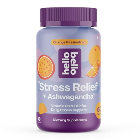 Hello Bello Stress Relief + Ashwagandha, Adult Stress Support Gummy for Men & Women, 60ct