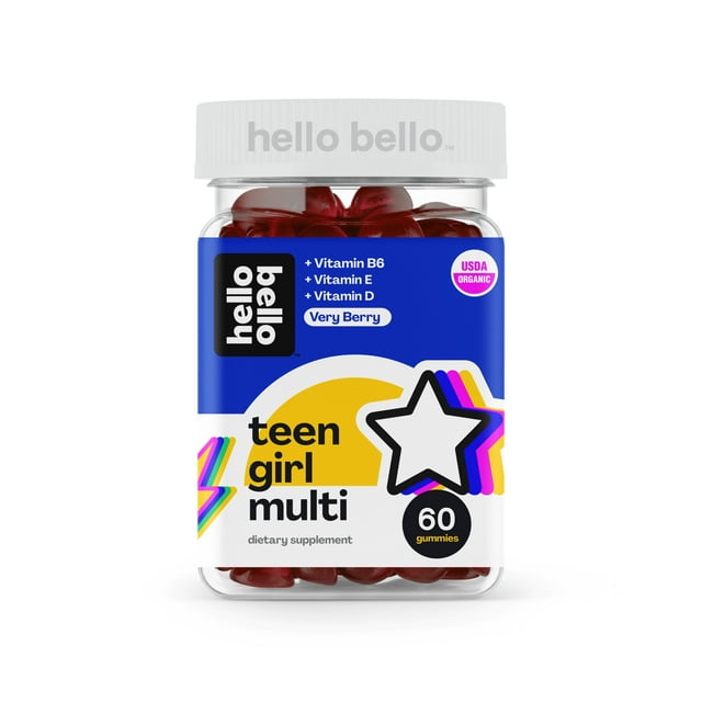 Hello Bello Teen Girl Organic Vegan Gummy Multivitamins with Vitamins E