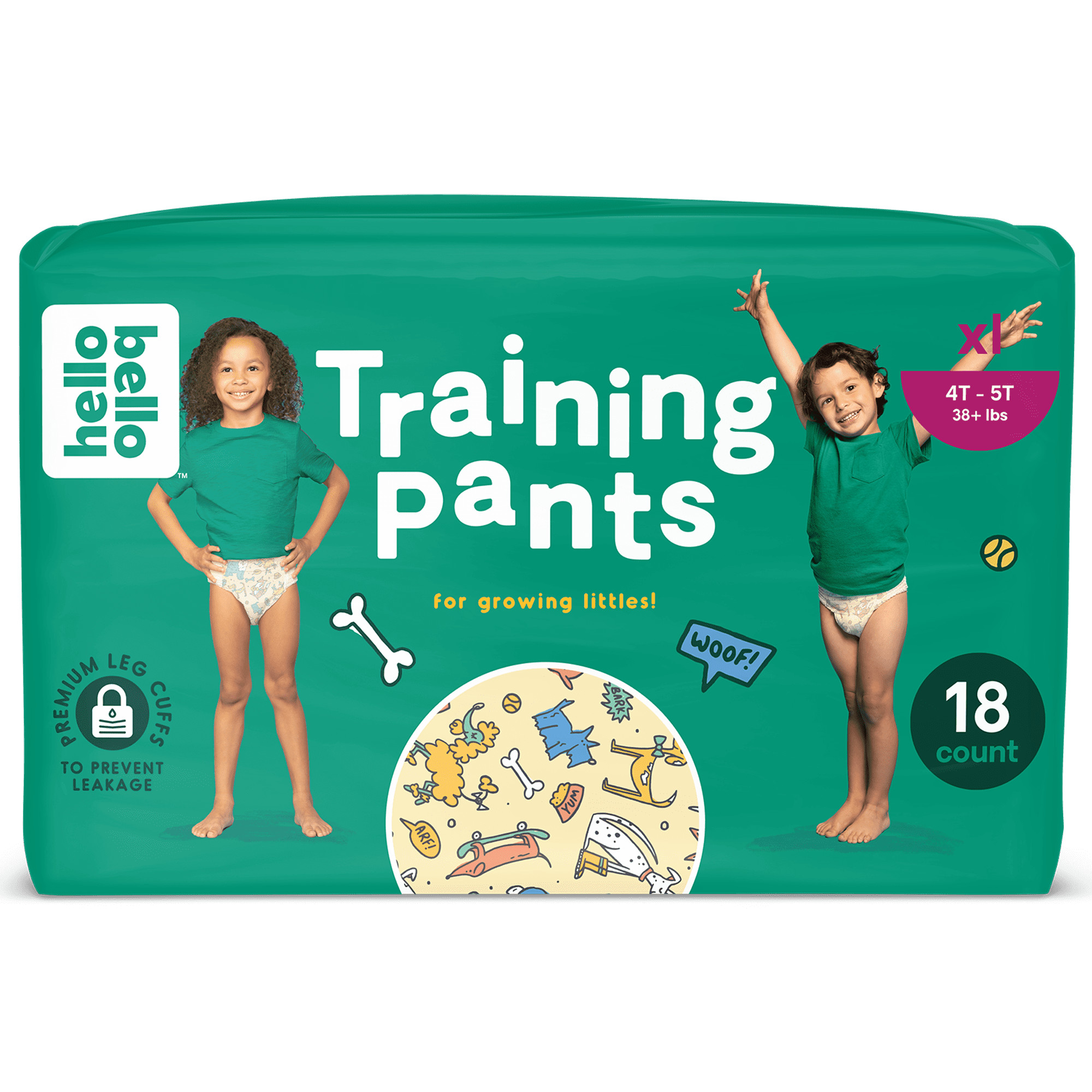 Hello Bello Training Pants for Toddlers 4T/5T, Unisex Lil Barkers, 18ct (Choose Your Size) - image 1 of 9