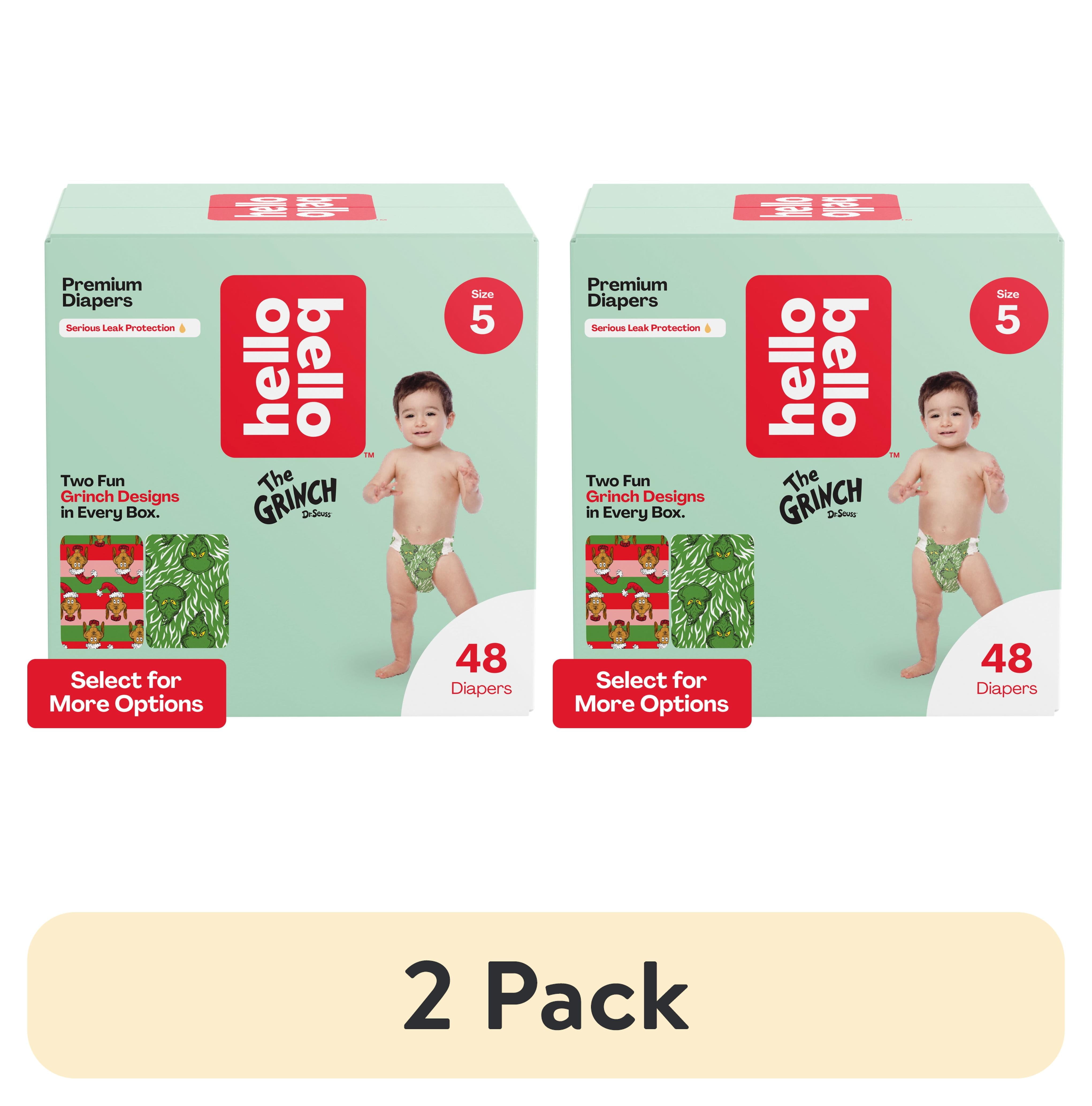(2 pack) Hello Bello X Dr. Seuss The Grinch Toddler Diapers, Size 5 ...