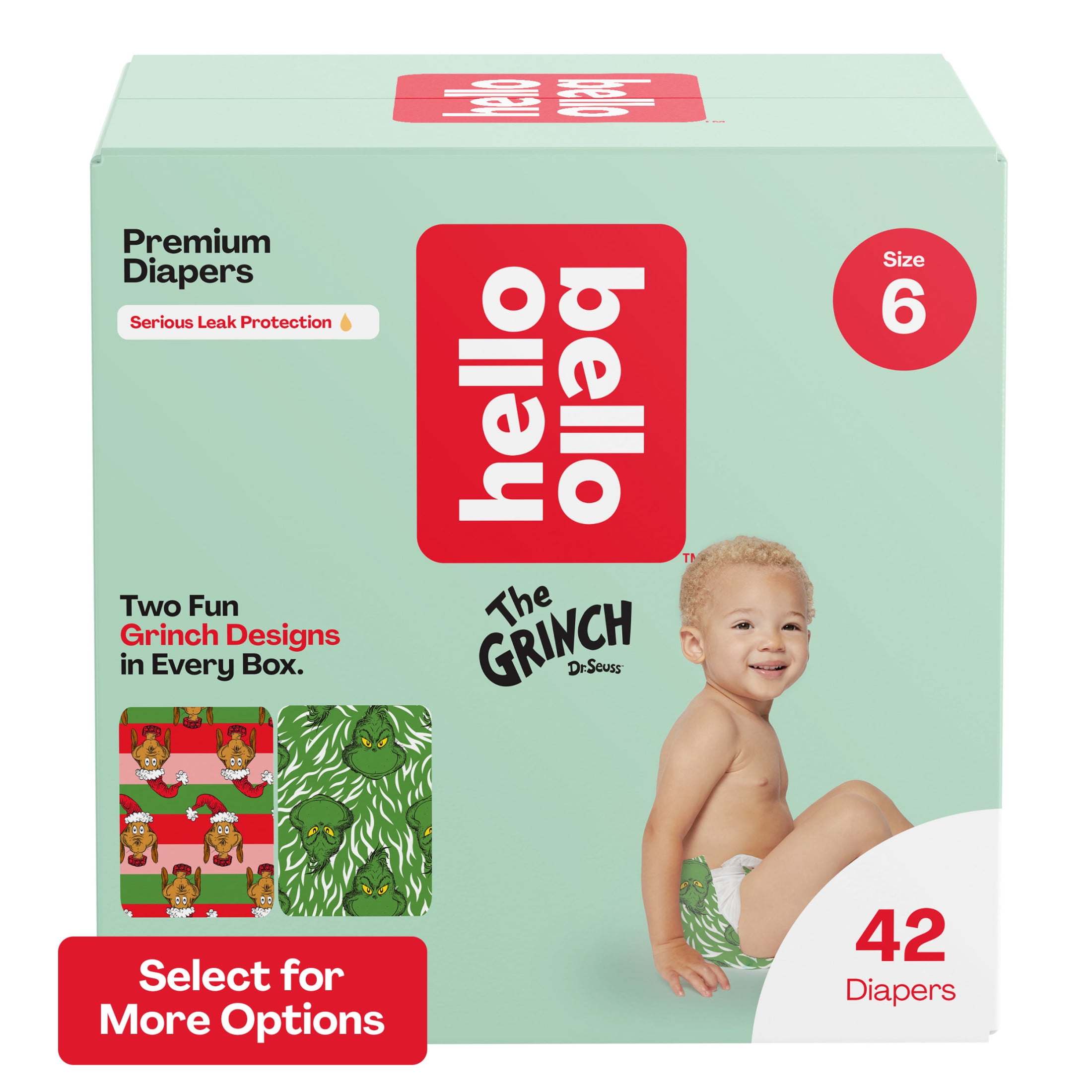 Hello Bello x Dr. Seuss Premium Baby Diapers, The Grinch, Size 6, Club