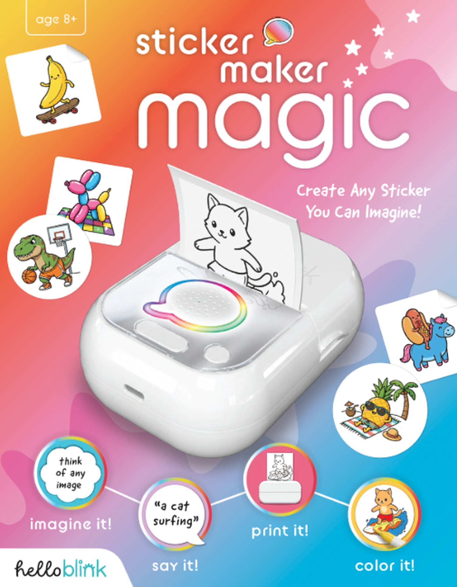 Hello Blink Sticker Maker Magic – Voice Activated AI Generated Stickers – Minimum recommended Age Is 8 year Old and Up