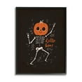 thumbnail image 1 of Hello Boo Halloween Smiling Skeleton Holiday Graphic Art Black Framed Art Print Wall Art, 1 of 7