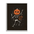 thumbnail image 1 of Hello Boo Halloween Smiling Skeleton Holiday Graphic Art Gray Framed Art Print Wall Art, 1 of 7