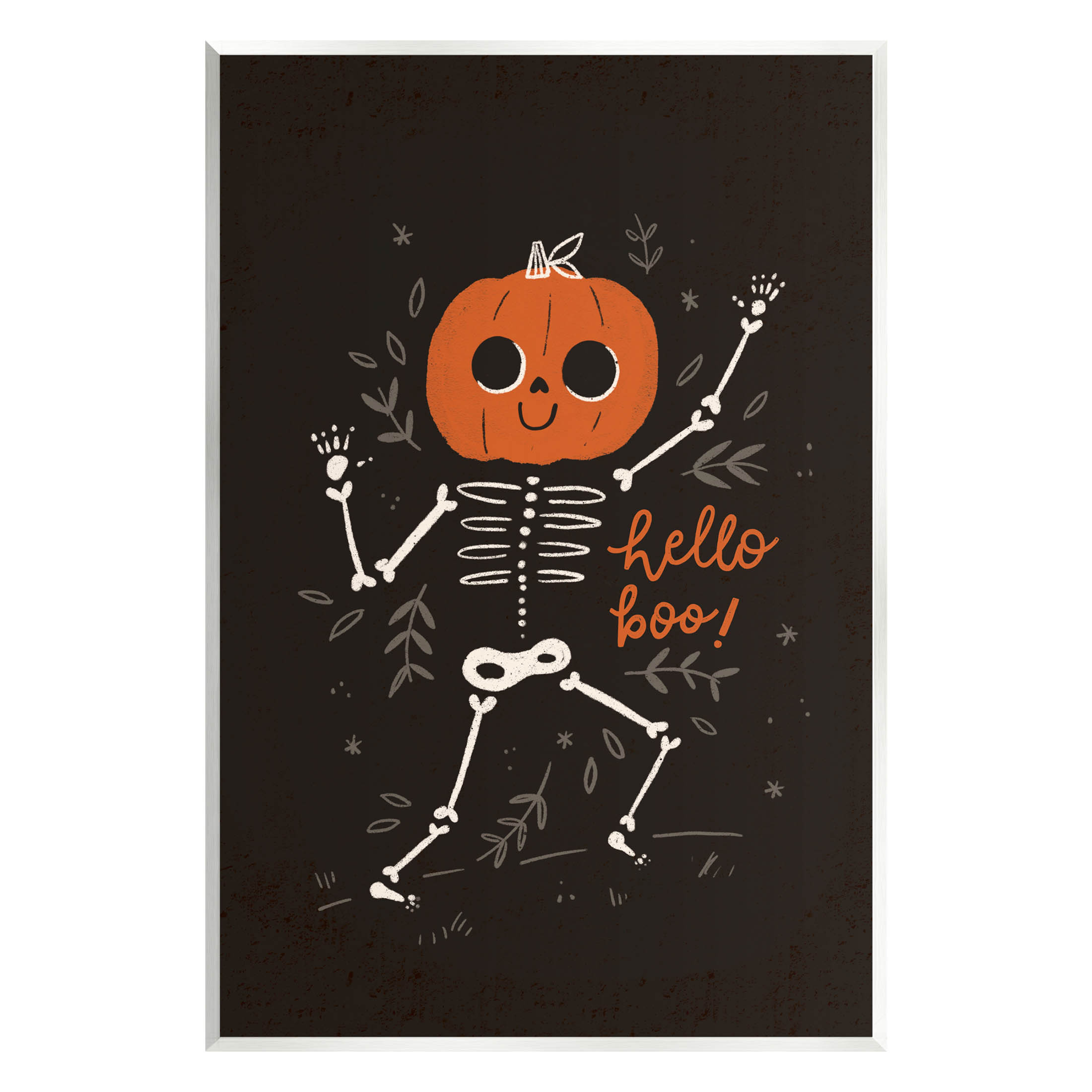 Hello Boo Halloween Smiling Skeleton Holiday Graphic Art Unframed Art Print Wall Art