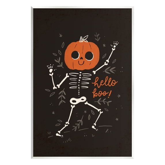 Skeleton Hello. Sign Hello Boo Halloween Smiling Skeleton Holiday Graphic Art Unframed Art ...