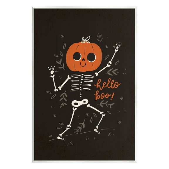 Hello Boo Halloween Smiling Skeleton Holiday Graphic Art Unframed Art Print Wall Art